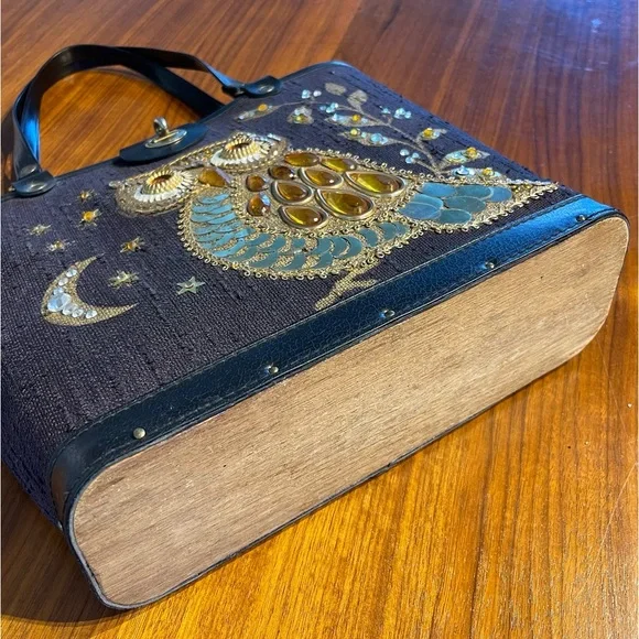 1960’s Vintage Enid Collins style Owl Jeweled Handbag - Picture 2 of 10